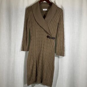 Calvin Klein Brown Cable Knit Long Sleeve Dress-Size Medium